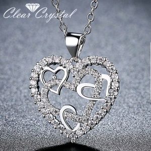 💗🛍SALE New love hearts clear cz pendant white gf